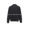 Men's Knitted Zip Color Plaited All Textured Pullover